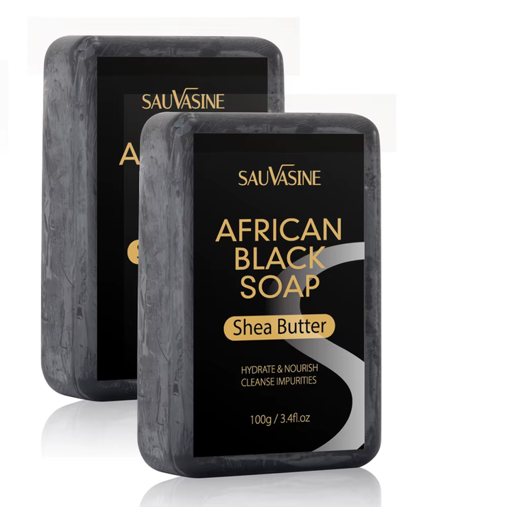 100G AFRICAN BLACK SOAP -  Shea Butter Bar