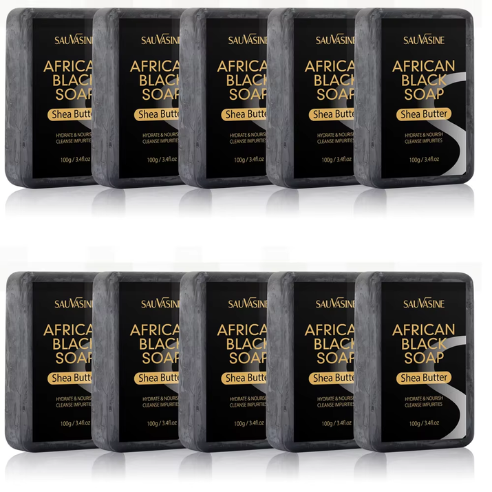 100G AFRICAN BLACK SOAP -  Shea Butter Bar