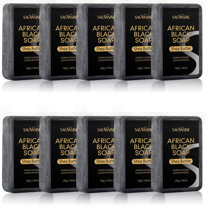 100G AFRICAN BLACK SOAP -  Shea Butter Bar