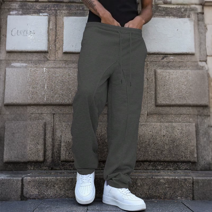 YHOPE Men'S Baggy Stacked Sweatpants Drawstring Waist Wide Leg Flared Sweatpants Streetwear
