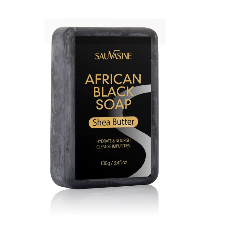 100G AFRICAN BLACK SOAP -  Shea Butter Bar