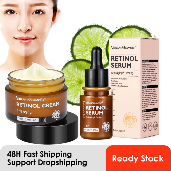 Retinol Face Cream and Eye Serum 2 Pcs/Set Anti Wrinkling