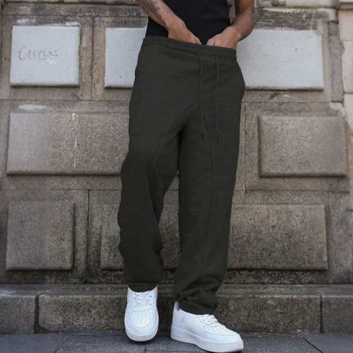 YHOPE Men'S Baggy Stacked Sweatpants Drawstring Waist Wide Leg Flared Sweatpants Streetwear