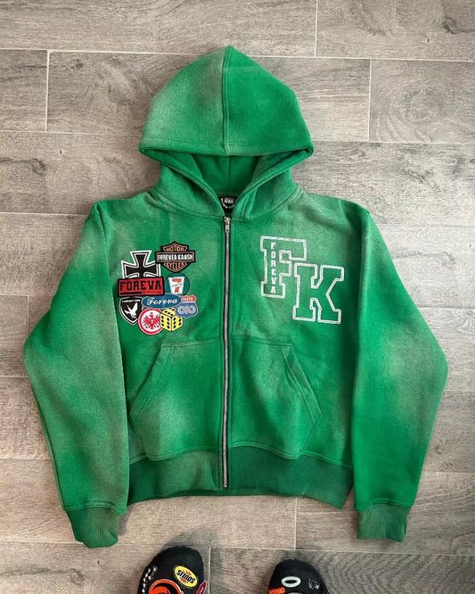 American High Street Vintage Letter Print Hoodie