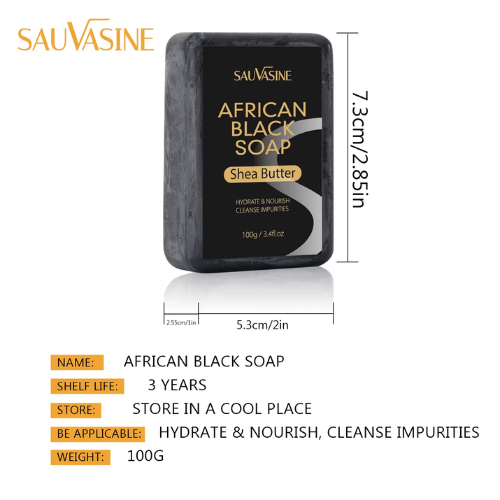100G AFRICAN BLACK SOAP -  Shea Butter Bar