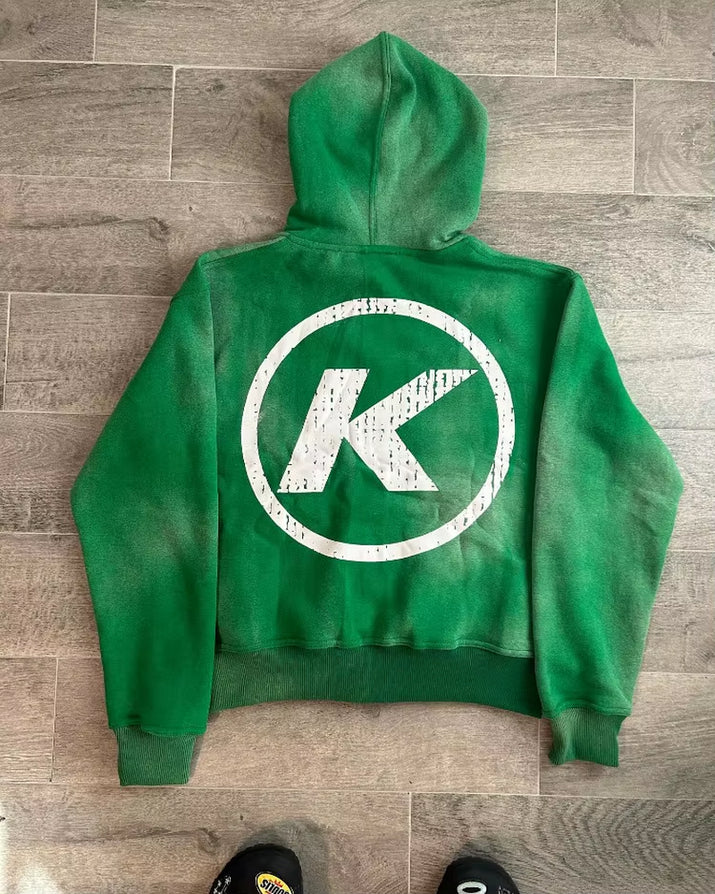 American High Street Vintage Letter Print Hoodie