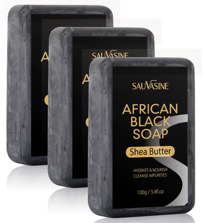 100G AFRICAN BLACK SOAP -  Shea Butter Bar